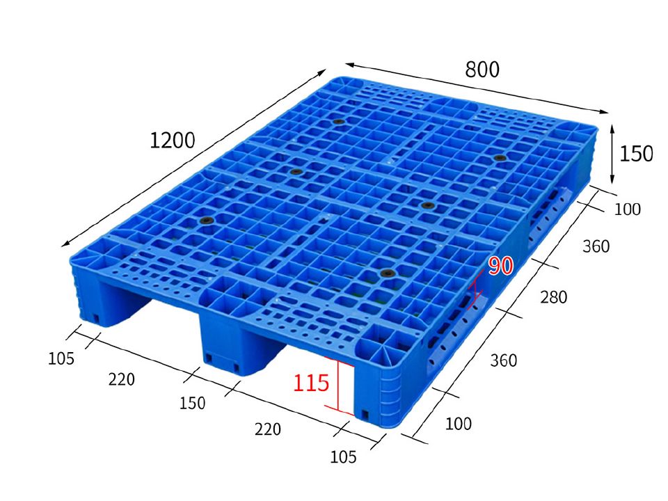 1208 open deck 3-runner plastic pallet showcase 1