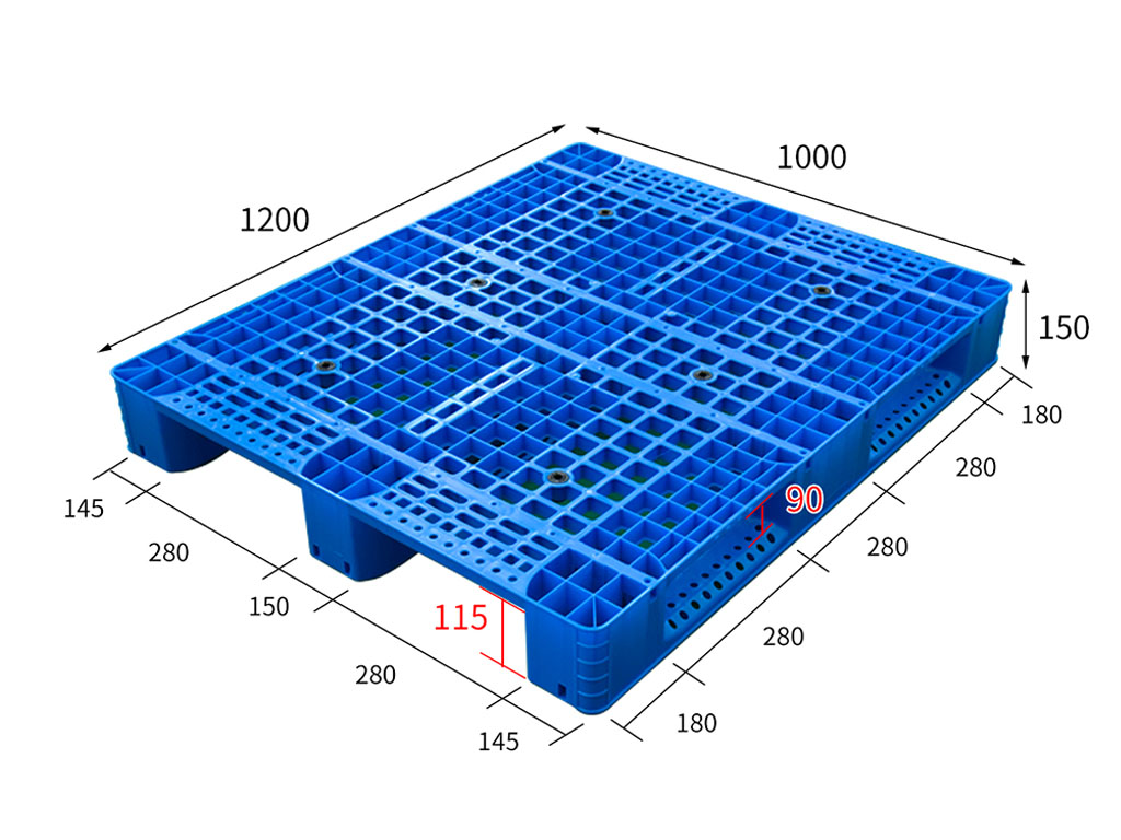 1210 open deck 3-runner plastic pallet showcase 1